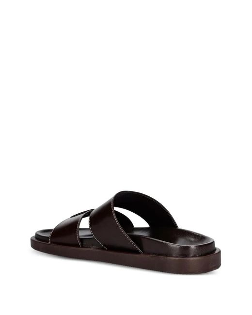 JONAK PARIS Brown Westminster Contrast-Stitch Leather Sandals