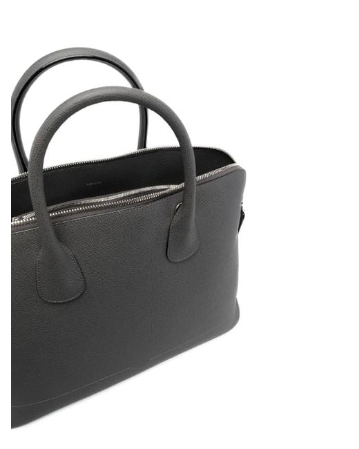 Valextra Black Leather Tote Bag