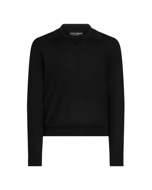 Dolce & Gabbana Black Knit Polo Shirt for men