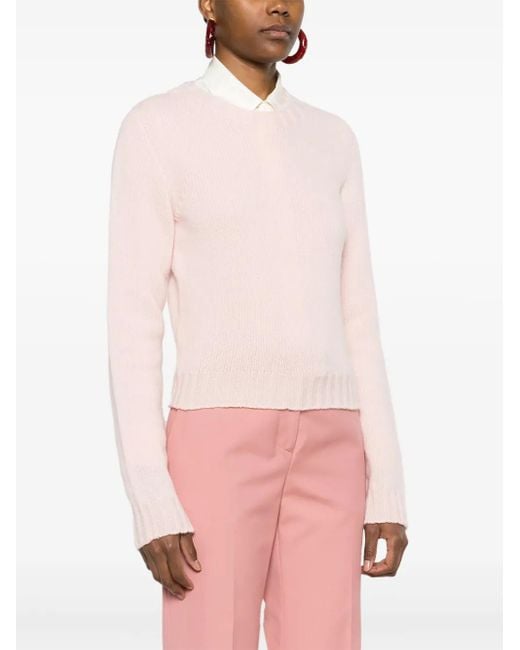 Palm Angels Pink Logo Wool Blend Sweater
