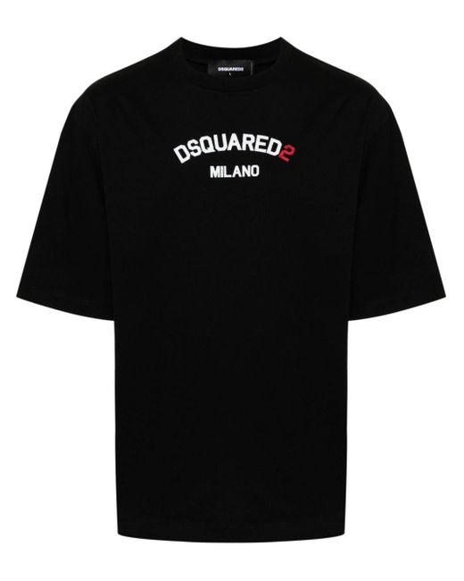 Camiseta con logo estampado DSquared² de hombre de color Black