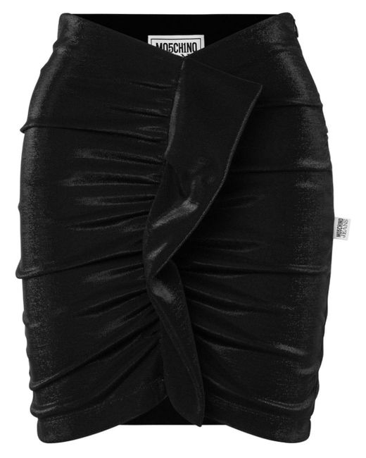 Moschino Jeans Black Asymmetric Ruched Miniskirt
