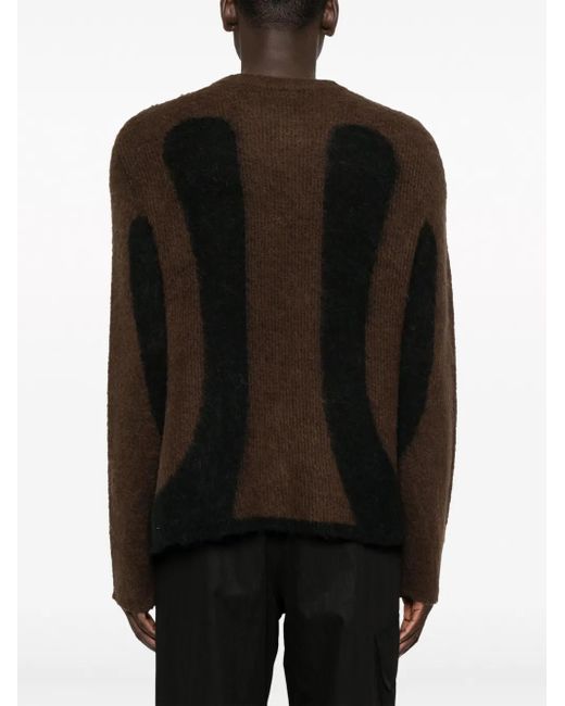 J.L-A.L Black Two-Tone Design Brushed-Effect Jumper for men