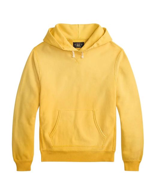 RRL Yellow Drawstring Ribbed Fleece Hoodie for men