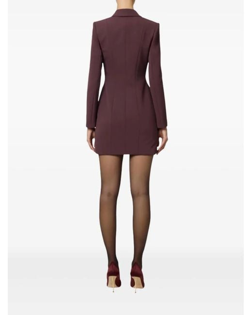 Elisabetta Franchi Purple Double-Breasted Satin-Lapel Mini Dress