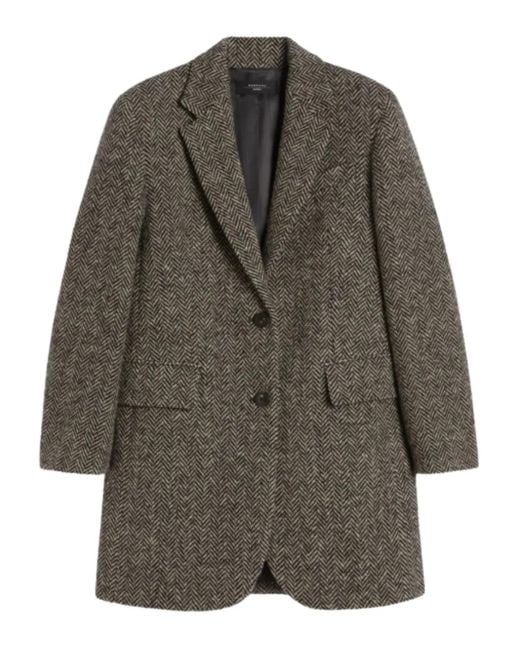 Weekend by Maxmara Gray Herringbone Tweed Coat