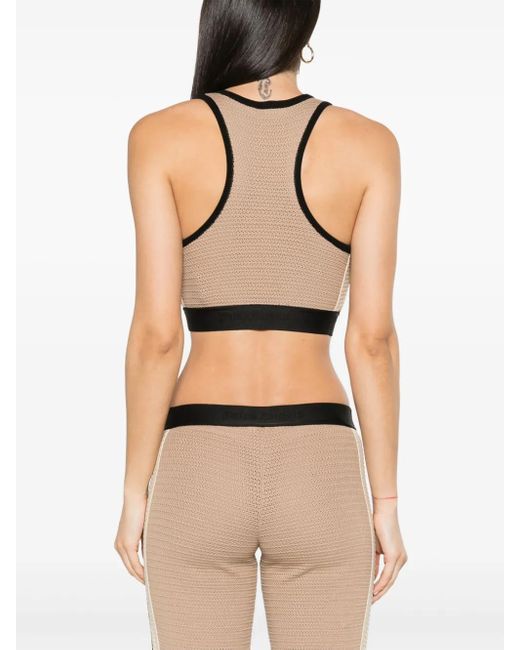 Palm Angels Natural Knitted Cropped Top