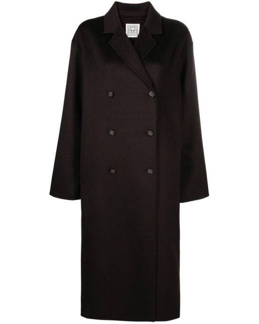 Totême  Black Signature Double-breasted Wool Coat