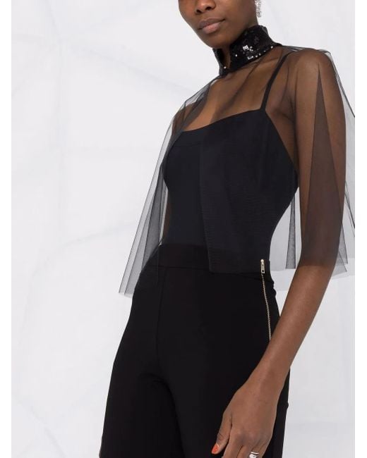 Atu Body Couture Gray Sequin-Embellished Sheer Top