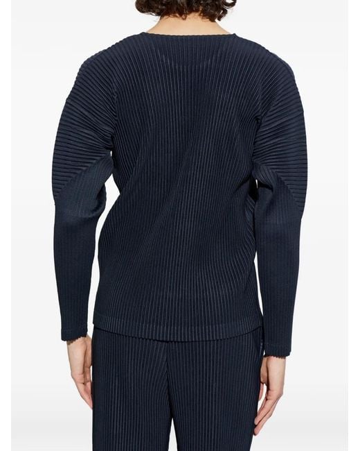 Homme Plissé Issey Miyake メンズ ブルー プリーツ ロングTシャツの