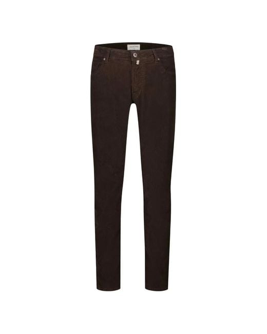 Jacob Cohen Black Corduroy Slim-Fit Trousers for men