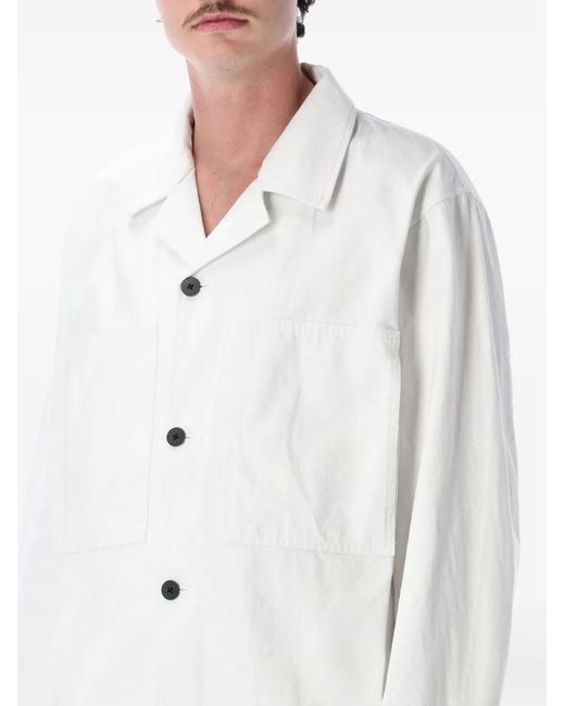 Still By Hand White Patch-Pocket Button-Up Jacket for men