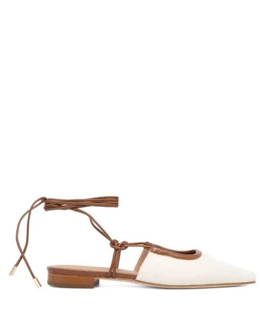 Boss White Tie-Fastening Ballerina Shoes