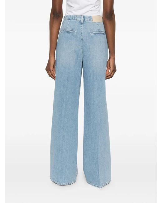 7 For All Mankind Blue Side-Pocket Wide-Leg Jeans