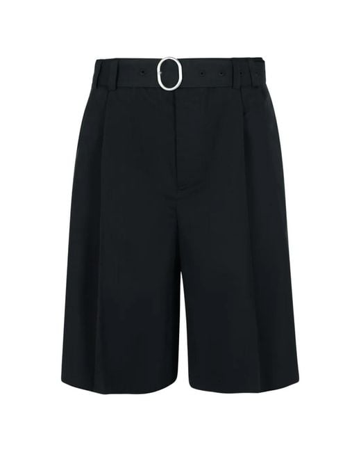 Jil Sander Black Belted Pleated Shorts for men