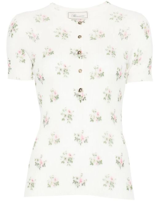 Camiseta con estampado floral Blumarine de color White