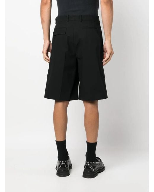 McQueen Black Tailored Cotton Shorts for men