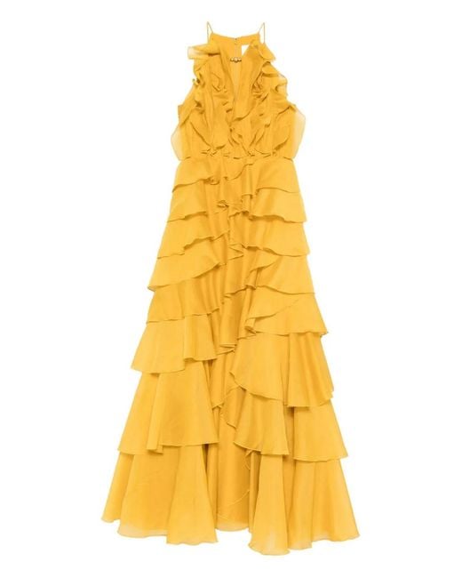 Aje. Yellow Cleo Ruffled Maxi Dress