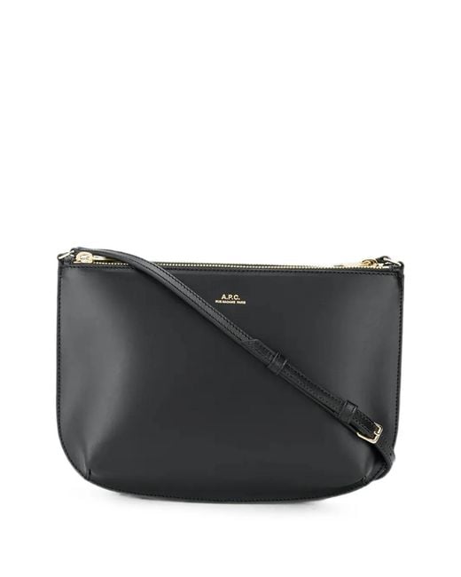 A.P.C. Black Sarah Logo-Print Shoulder Bag