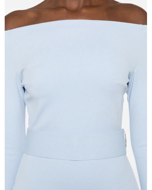 Solace London Blue Sabina Off-The-Shoulder Maxi Dress