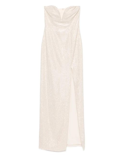 Roland Mouret White Diamante-Embellished Maxi Dress