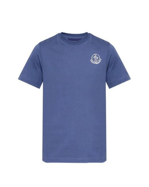 Moncler Blue Logo-Print Short-Sleeve T-Shirt for men
