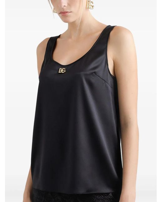 Dolce & Gabbana Black Dna Dg-Plaque Blouse