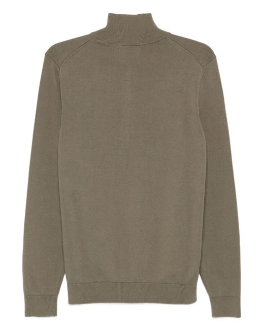 HUGO Gray Half-Zip High-Neck Sweater for men