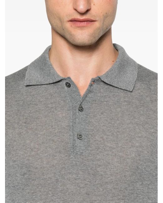 Canali Gray Long-Sleeve Polo Shirt for men