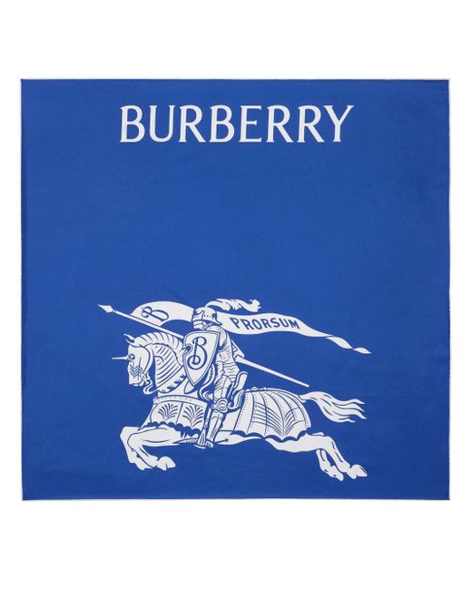 Burberry Blue Equestrian Knight Silk Scarf