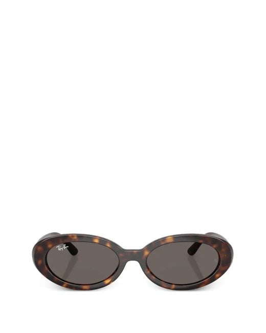 Ray-Ban Gray Oval-Frame Sunglasses