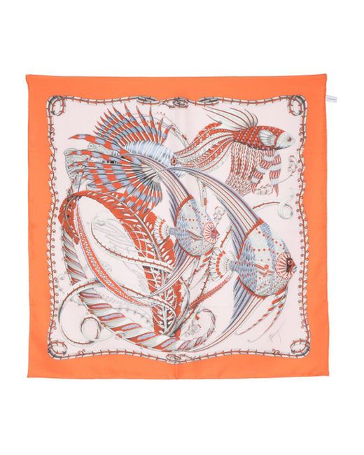 Ferragamo Pink Fish-print Silk Scarf