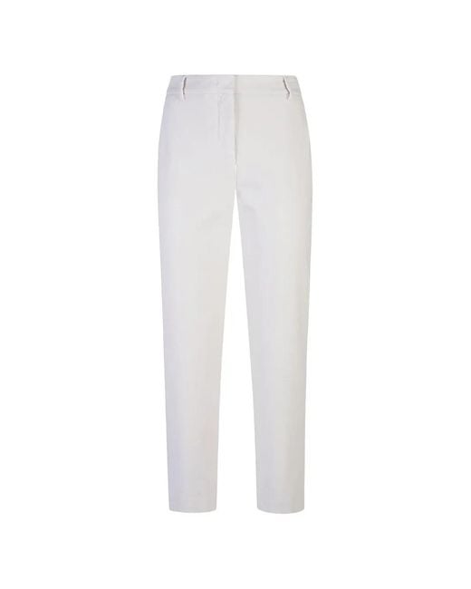 Eleventy White Tapered Cropped Trousers