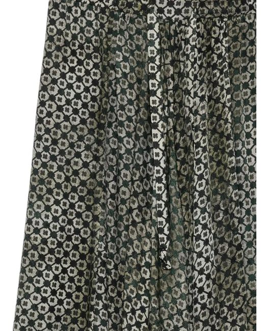 Ziggy Chen Gray Geometric-Print Drawstring Skirt
