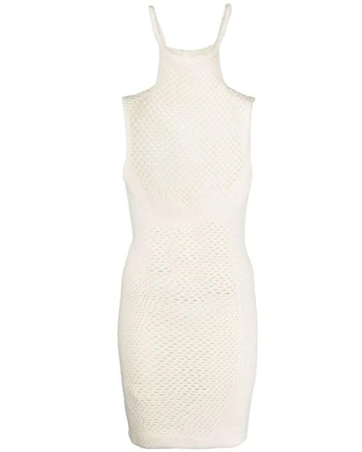 Isa Boulder White Map Crochet Minidress