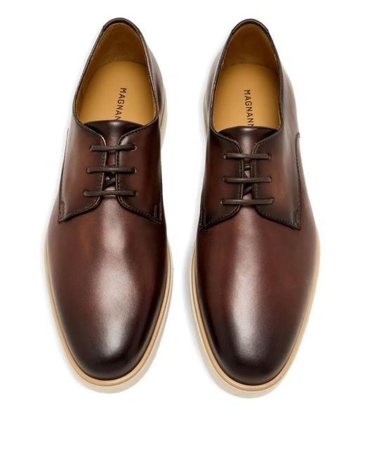 Magnanni Shoes Brown Leather Derby Shoes for men