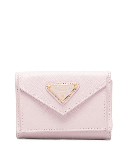 Prada Pink Triangle-logo leather wallet