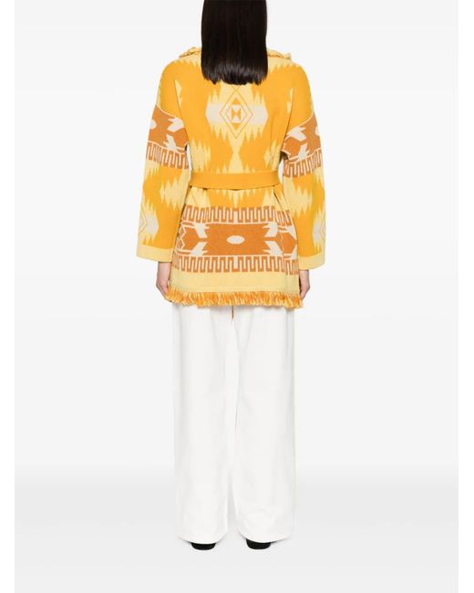 Alanui Yellow Icon Jacquard Cashmere Cardigan