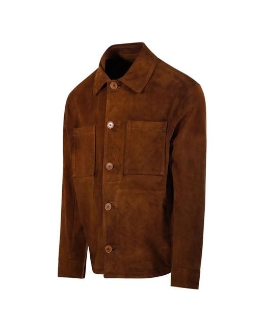 Salvatore Santoro Brown Suede Patch-Pocket Jacket for men