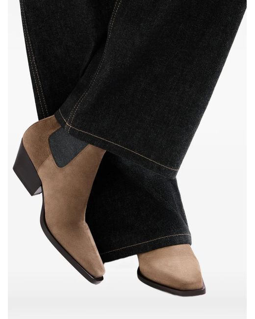Brunello Cucinelli Brown Suede Chelsea Boots With Precious Loop Detail