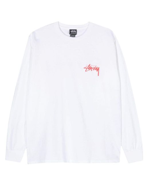 Stussy White Beat Crazy Long-sleeve T-shirt