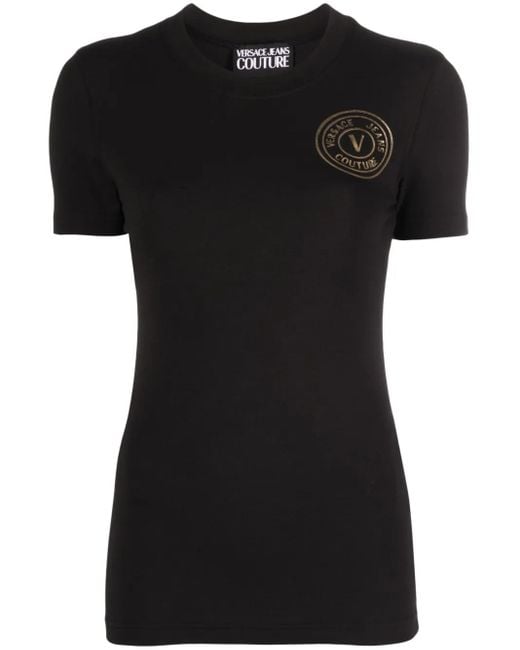 Versace Jeans Couture Black Logo-print T-shirt