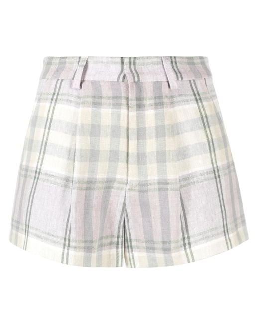 Isabel Marant White Checked Linen Shorts