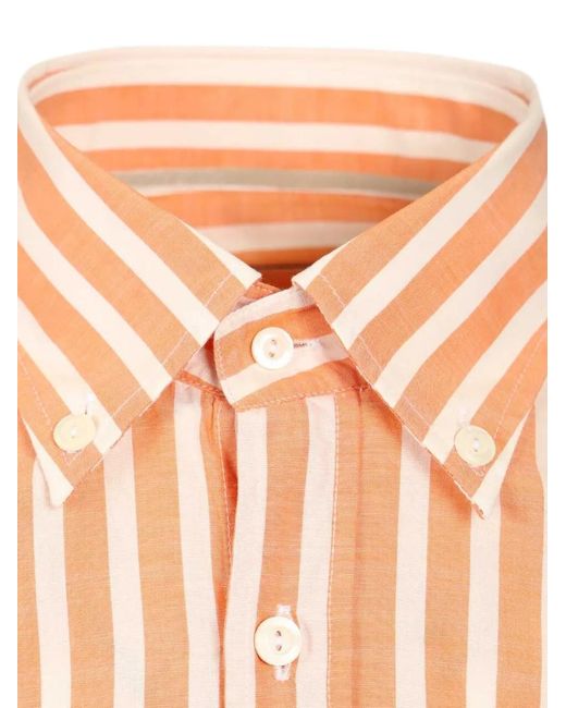 Al Duca D'aosta Pink Vertical-Stripe Button-Down Shirt for men