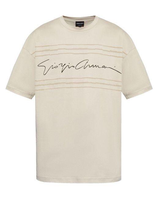 Giorgio Armani T-Shirt mit Logo-Print in Natural für Herren