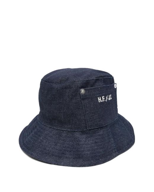A.P.C. Blue Logo-Print Bucket Hat for men