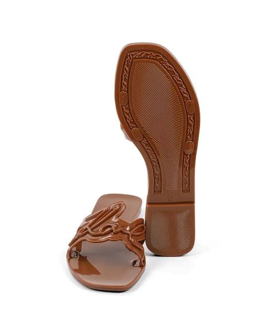 Karl Lagerfeld Brown Logo-Embossed Slides
