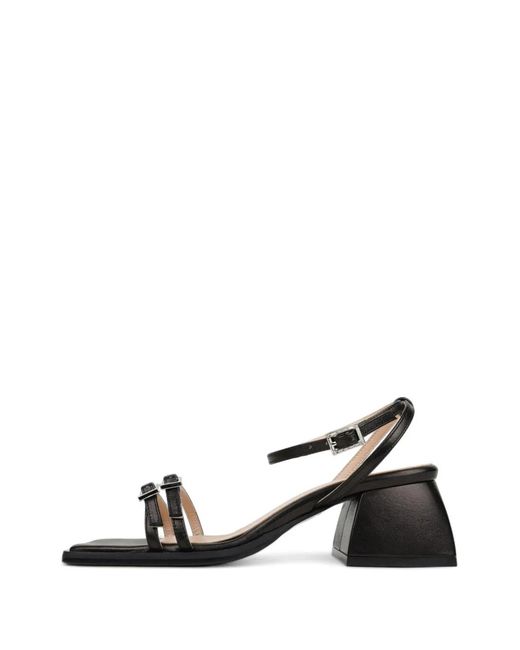NODALETO White Bulla Buckle-Detail Block-Heel Sandals