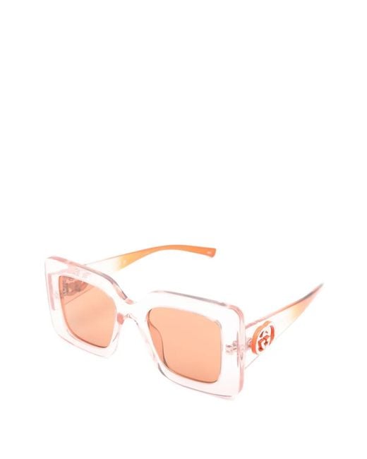 Gucci Pink Interlocking-G Square-Frame Sunglasses