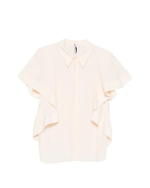 Liviana Conti White Ruffled Short-Sleeve Blouse